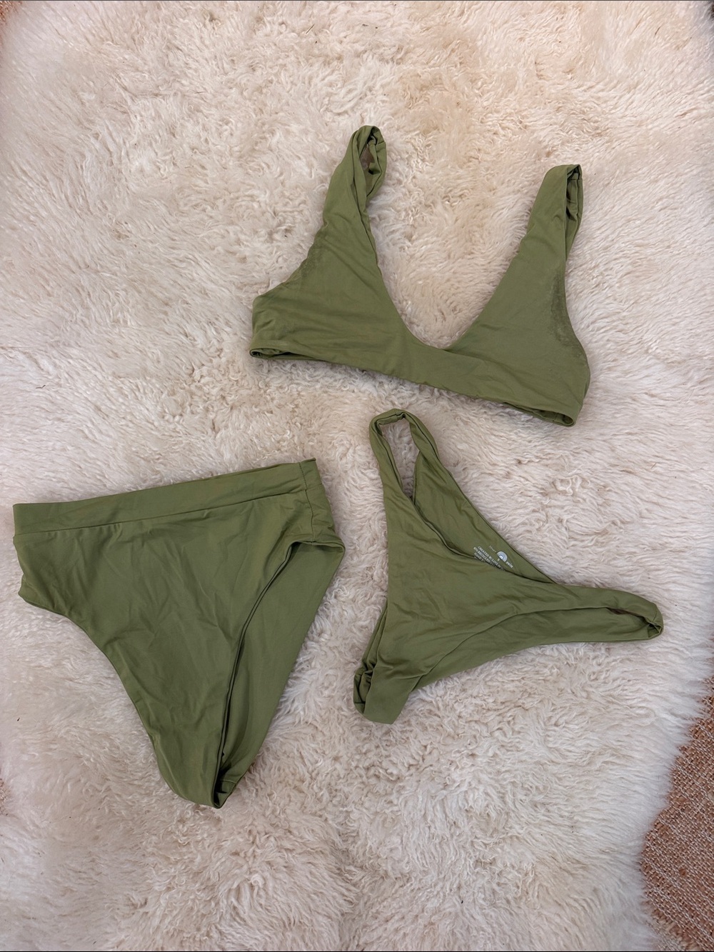 Stone Fox Swim Olive Green 3-Piece Bikini Set